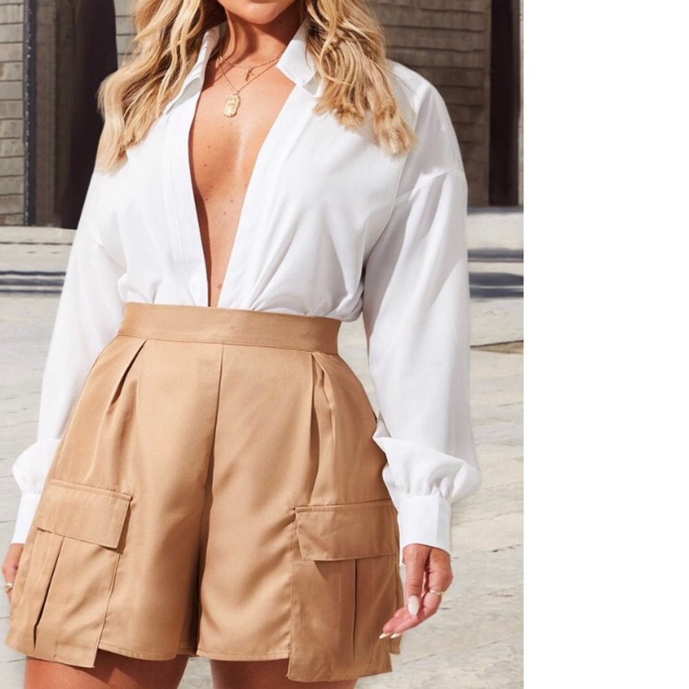 White Plunge Blouse